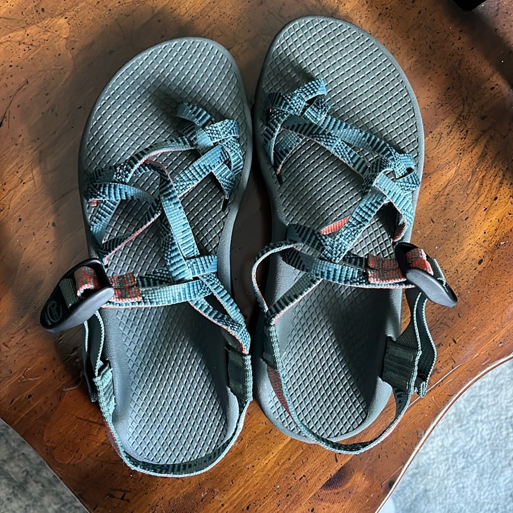 Chaco 2X2 Women's Size 7 Medium Hiking Comfort Outdoor Sandals Teal & Orange